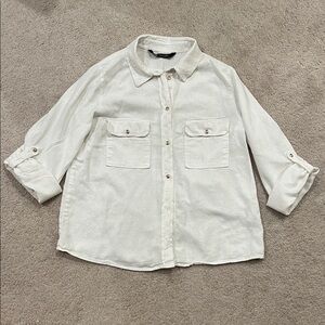 Zara Classic White safari Linen Shirt